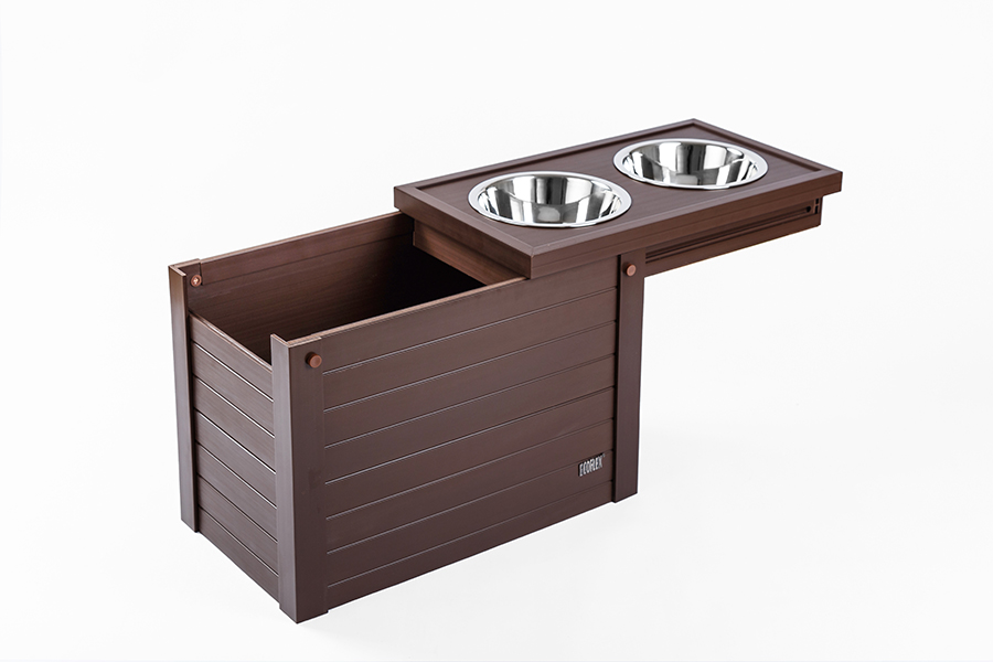 New Age Pet Small Piedmont Double Diner Elevated Dog Bowls & Storage Russet  - (16.54 L x 8.98 W x 7.99 H)